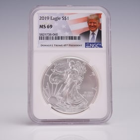 2019 American Silver Eagle Dollar Coin NGC Graded MS 69