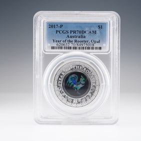 2017-P Australia Year of The Rooster One Dollar Coin PCGS Graded PR70 DCAM