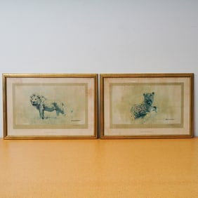 2pc David Shepherd Wildlife Lithographs on Paper, Signed & Numbered