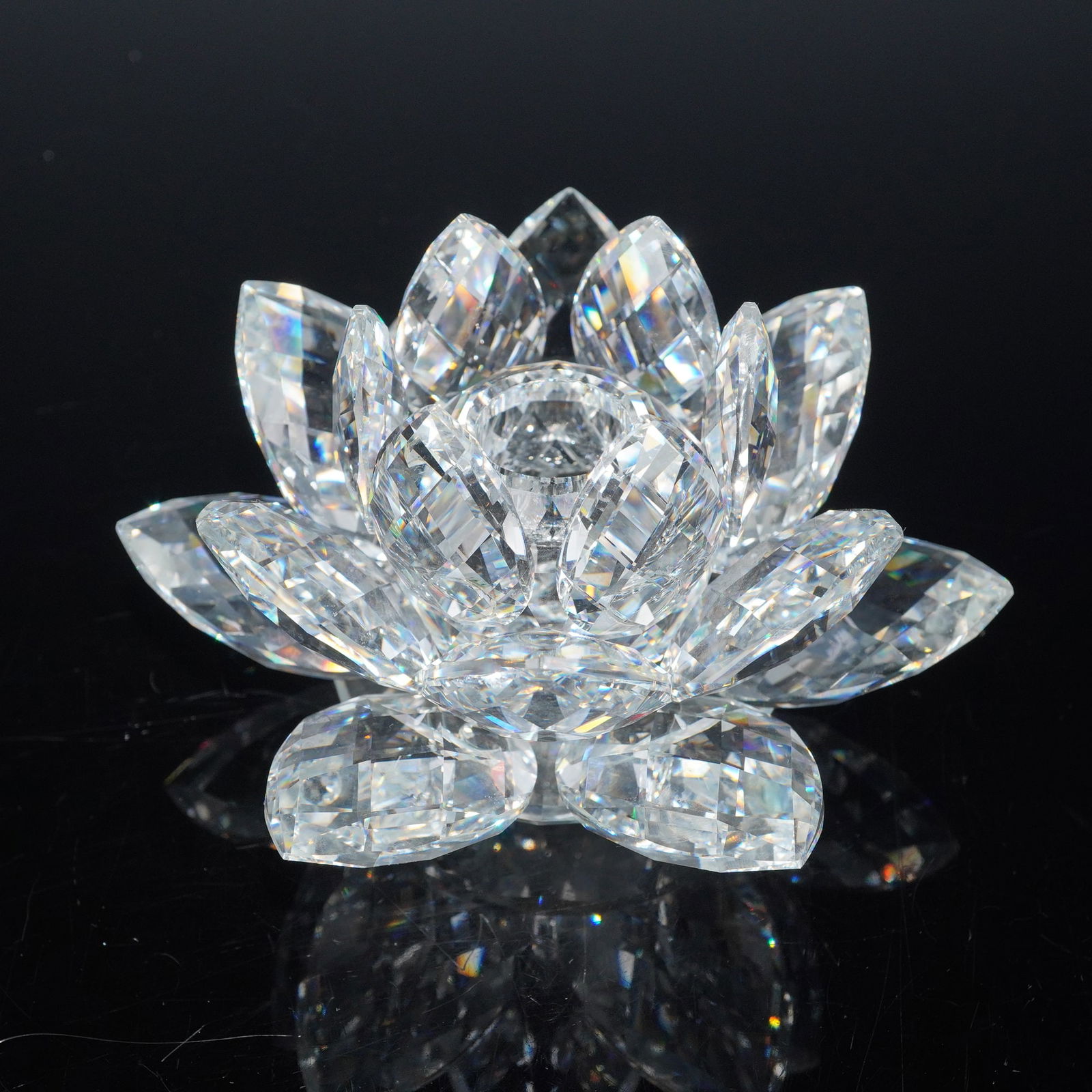 Swarovski Silver Crystal Large Waterlily Candle Holder (1 of 5)