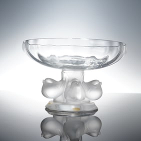 Lalique Crystal Stemmed Circular Bon Bon Dish