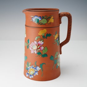 Wedgwood Terracotta Enamel Floral Pitcher