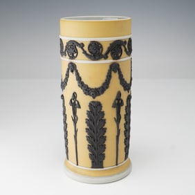 Wedgwood Yellow and Black Basalt Relief Vase