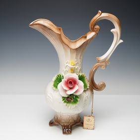 Nuova Capodimonte Large Pink Rose Pitcher