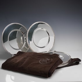 8pc Christofle Silverplated Malmaison Dinner Plates