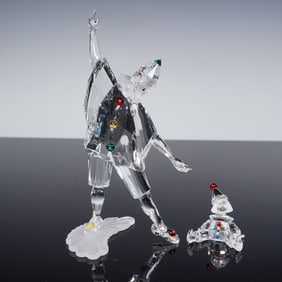 2pc Swarovski Crystal Figurines, Pierrot 230586 and Puppet 217207