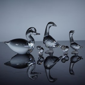 5pc Swarovski & Eneryda Glasbruk Water Fowl Figurines