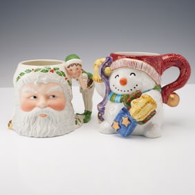 2pc Mug Set Lenox Santa Fitz and Floyd Snowman
