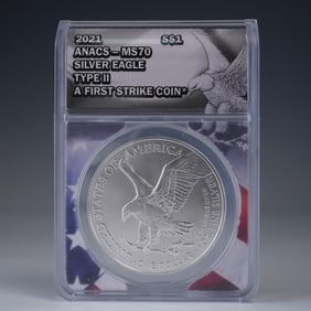 2021 Eagle American Silver Dollar Coin ANACS Graded MS 70