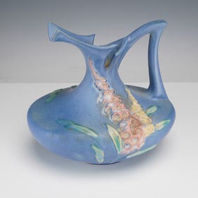 Roseville Pottery Blue Ewer, Foxglove