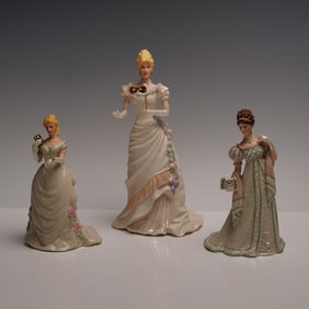 3pc Lenox Porcelain Figurines: Moonlight Waltz, Masquerade Ball & Inviting