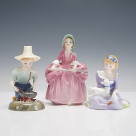 3pc Royal Doulton Figurines, River Boy, Bo-Beep and Mary Had a Little Lamb
