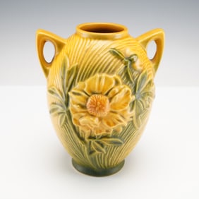 Roseville Pottery Peony Vase, Sienna Brown