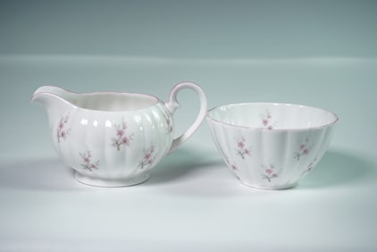2pc Royal Tuscan Cream and Sugar Set, Pink Floral