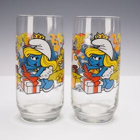 2pc Smurfette Glasses with Original Artwork