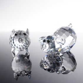 2pc Swarovski Crystal Figurines, Piglets