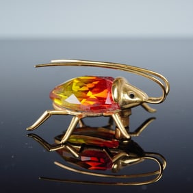 Swarovski Crystal Paradise Figurine, Beetle Fire Opal Medium