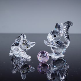 A Pair of Swarovski Crystal Animal Figurines