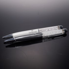 2pc Swarovski Crystal Pen Set, Black & White with Crystal Stones