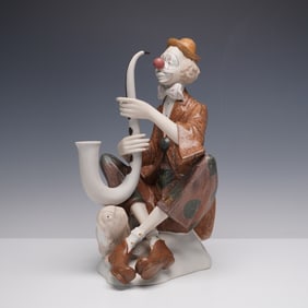 D'Art SA Porcelain Clown with Saxophone Figurine