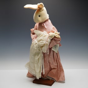 Bonnie Sewell Design Handmade Cloth Rabbit with Baby