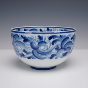 Porsgrund Porcelain Factory Blue and White Floral Bowl