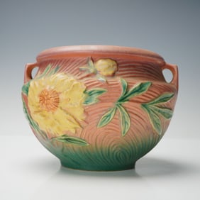 Roseville Pottery Pink Jardiniere, Peony