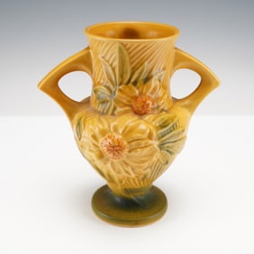 Roseville Pottery Peony Vase, Sienna Brown