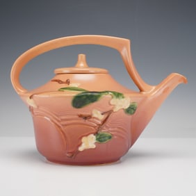 Roseville Pottery Dusty Rose Teapot, Snowberry