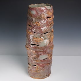 Studio Pottery Tall Vase, Signed Ari