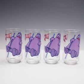 4pc Grimace McDonaldland Glasses 1977 Action Series