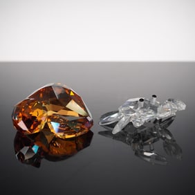2pc Swarovski Crystal Animal Figurines, Crab and Camille