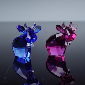 2pc Swarovski Crystal Lovlots Mini Mo Figurines, Violet, Fuchsia