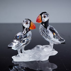 A Swarovski Crystal Puffins Figurine, Model No. 261643