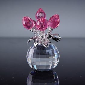 Swarovski Crystal Memories Figurine, Tulips Rose with Rhodium