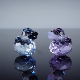 2pc Swarovski Crystal Figurines, Happy Ducks Lovely Lucy and Cheerful Zoe