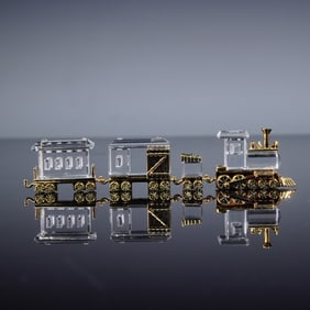3pc Swarovski Crystal Memories Gold Train Figurines