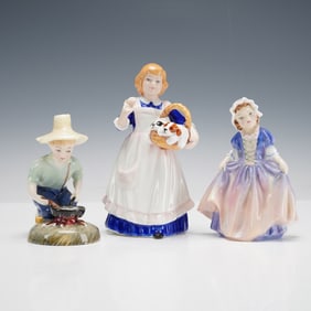 3pc Royal Doulton Figurine, River Boy, Dinky Doo and Quiet They're Sleeping