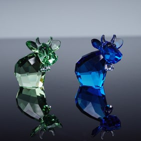 2pc Swarovski Crystal Lovlots Mini Mo Figurines, Capri Blue, Tender Green