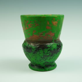 Weller Greora Glazed Art Pottery Vase, Marbled Green & Oxidized Hues