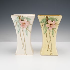 2pc McCoy Pottery Vases, Blossom Time