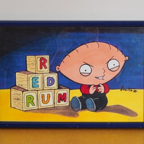 Rob Granito, Family Guy Animation Art, Stewie with Redrum Blocks, Signed