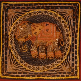 Burmese Kalaga Elephant Textile