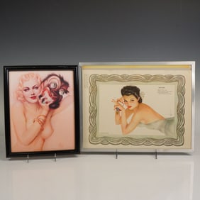 2pc Alberto Vargas Beauty & the Beast Print with Varga Girl Jan.Cal.Page