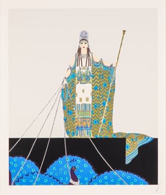 Erte, Embossed Serigraph on Paper, Goddess Hera, Signed & Numbered