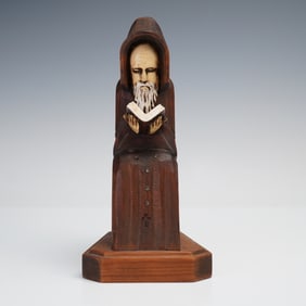 Mexican Hand Carved Monk Bookend