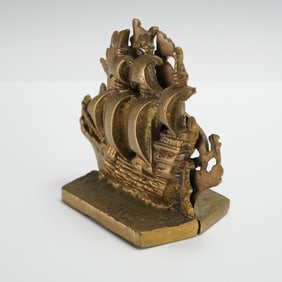 Pair of Brass Galleon Ship Bookends