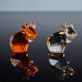 2pc Swarovski Crystal Lovlots Mini Mo Figurines, Deep Orange, Golden Shadow