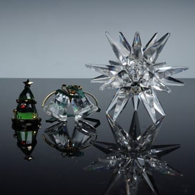 3pc Swarovski Crystal Star Candleholder, Bell Ornament & Christmas Tree