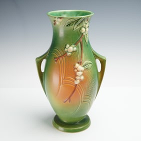Roseville Pottery Two Handled Vase, Snowberry